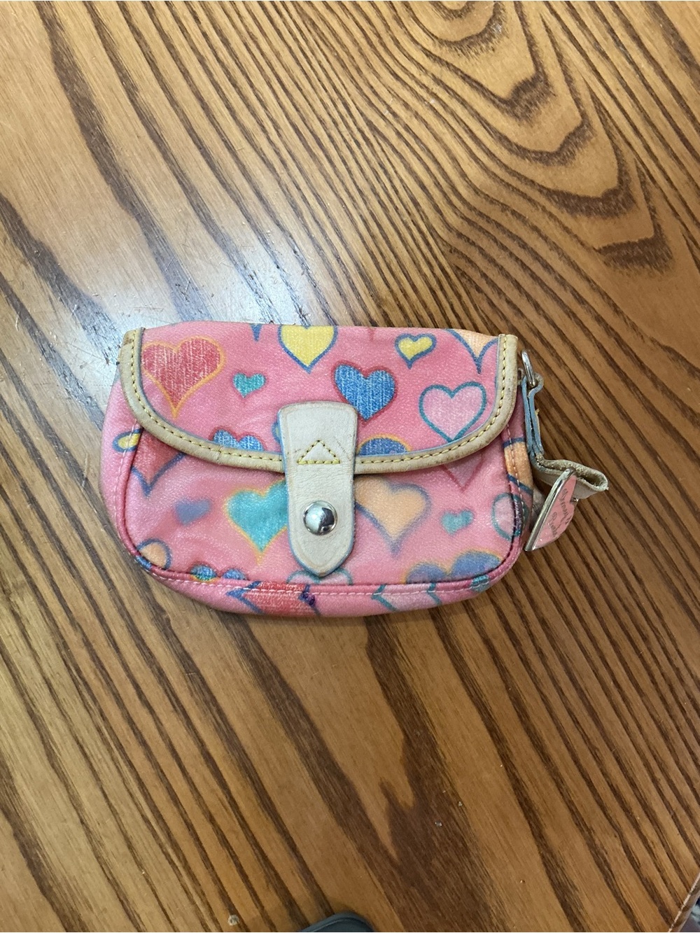 Dooney & Bourke Pink Heart Print Coin Pouch